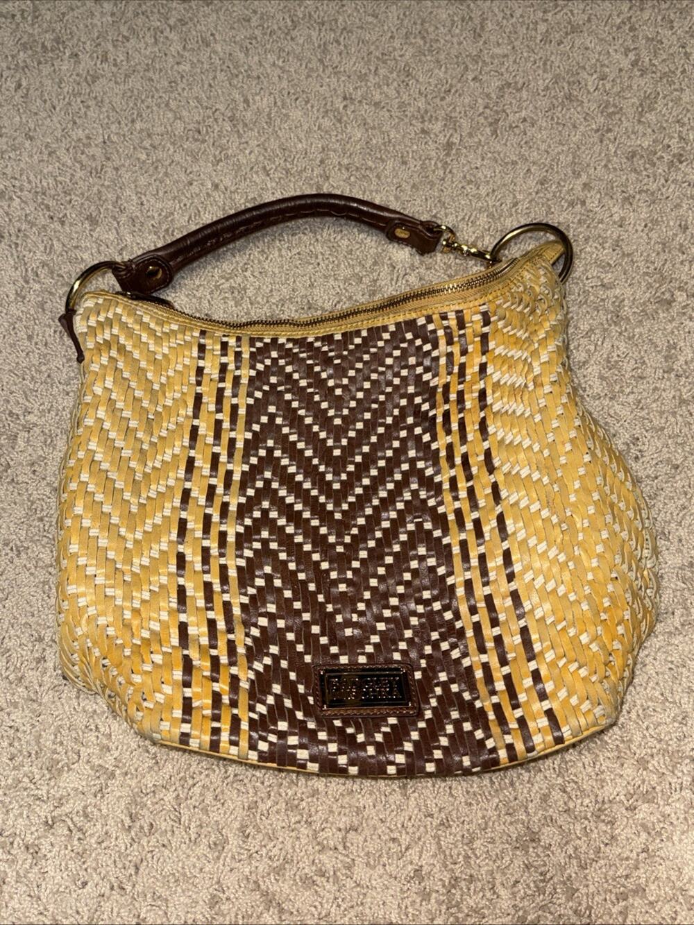 Badgley Mishka Plaid Crossbody Bag Medium Size Gold Hardware Leather Bag B000458